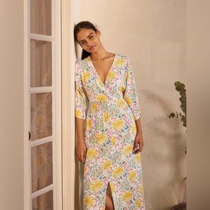 BODEN BETSY PRINT FRONT SLIT MIDI DRESS SIZE:6